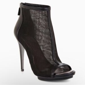 BCBG Black Mesh Peep-Toe Heels